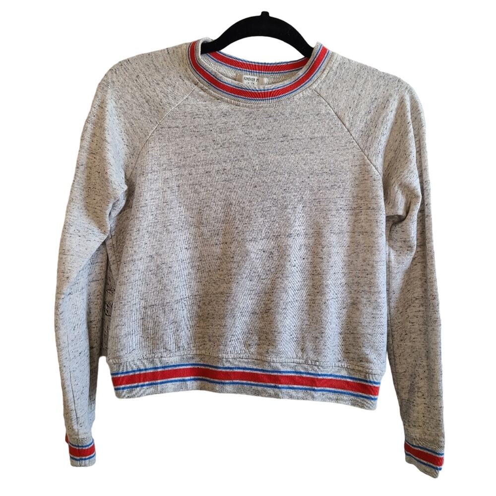 Forever 21 Gray Crew Collegiate Style Neck Cropped Sweatshirt S
